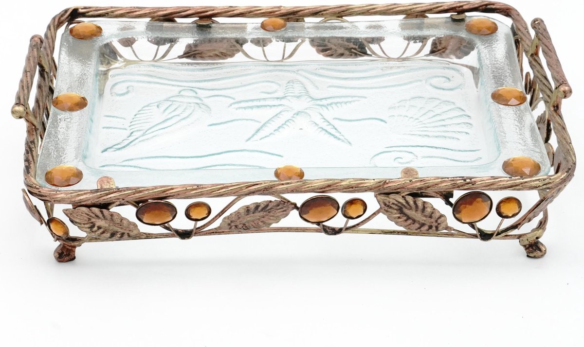 Glas Decoratie Schaal - Brons - 37x25 cm
