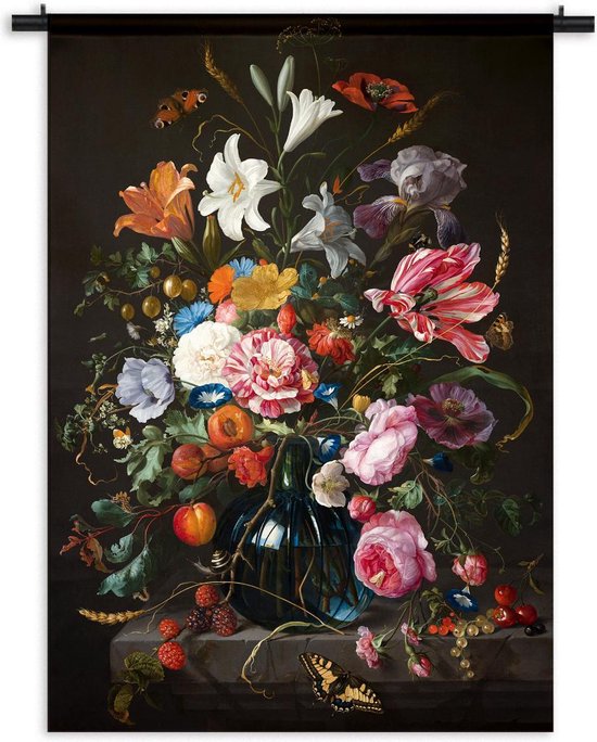 Wandkleed / Wanddoek | Vaas met bloemen Jan Davids de Heem | 150 x 180 cm | PosterGuru
