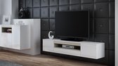 VIVA Zwevend TV Meubel - TV Kast - Hoogglans Wit / Sonoma Eiken - 180cm - Modern Design