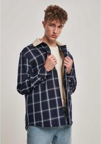 Urban Classics Jacket -L- Sherpa Lined Shirt Blauw/Wit