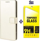 HB Hoesje Geschikt voor Samsung Galaxy A41 Goud - Portemonnee Book Case - Kaarthouder & Magneetlipje & Glazen Screenprotector