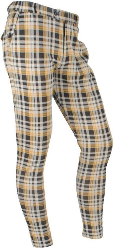 Ferlucci - Heren Pantalon - Model Paulo - Stretch - Geel Geblokt | bol.com