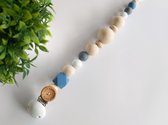 Just Cute - houten kralen speenkoord - blauw - finn