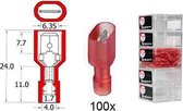 Kabelschoen schuif NYLON  mann. 6.3 mm rood 100 stuks