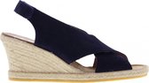 Tango | Vanessa 2-a dk blue cross strap wedge espadrille - natural outsole | Maat: 37