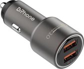 DrPhone InvincibleX® - Fast Charge 18W - Metalen Auto Lader -  2 Poorten - (2x USB QC 3.0) Oplader -  Smartphones en Tablets