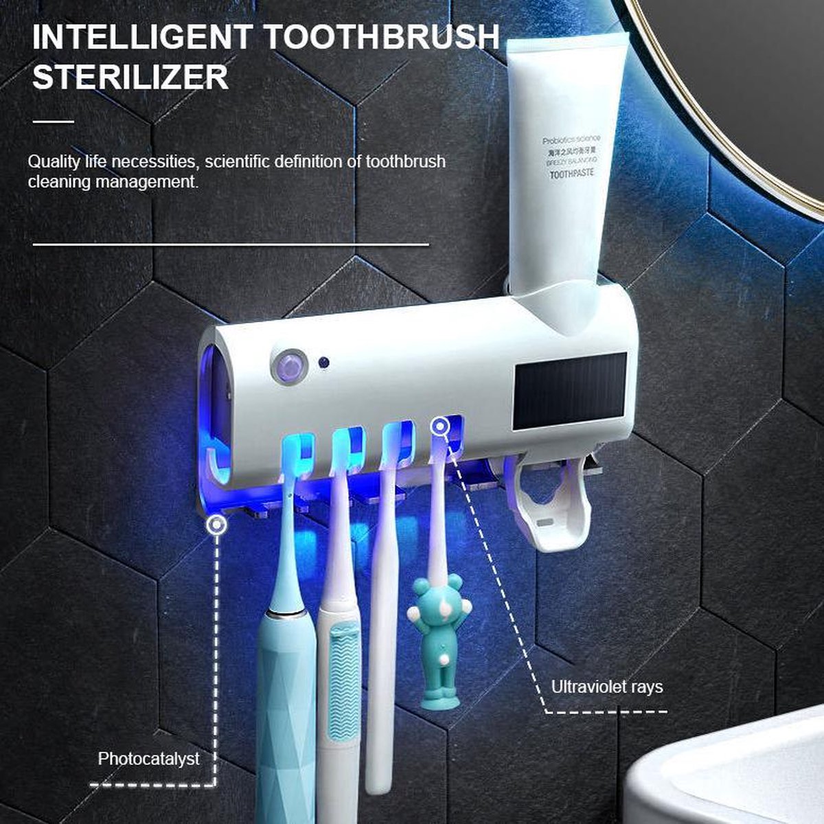 Distributeur de dentifrice avec porte brosse à dents innovagoods