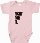 Baby rompertje Fight for it | Korte mouw 50/56 Licht roze