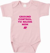 Baby rompertje Ground control to major mom | Korte mouw 62/68 Licht roze