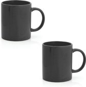 8x Tasse / mug noir 370 ml - Céramique - Tasses / tasses noires pour le petit déjeuner et le déjeuner