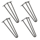 Meubelpoot - Tafelpoot - Hairpin - Set van 4 stuks - Staal - 3 Punt model - Lengte 35 cm - Kleur grijs / metaal kleurig