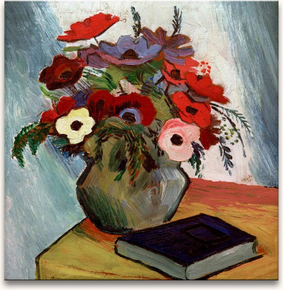 Handgeschilderd olieverfschilderij - olieverf op canvas - August Macke 'Anemonen en Blauw Boek'