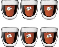 Bodum Theeglazen - Dubbelwandige Koffieglazen - 250 ml - 6 stuks - Carte Noire