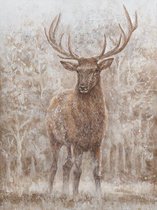 90 x 120 cm - Olieverfschilderij - Groot hert - canvas - handgeschilderd
