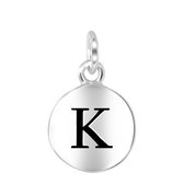 Zilveren hanger alfabet rhodiumplated - K