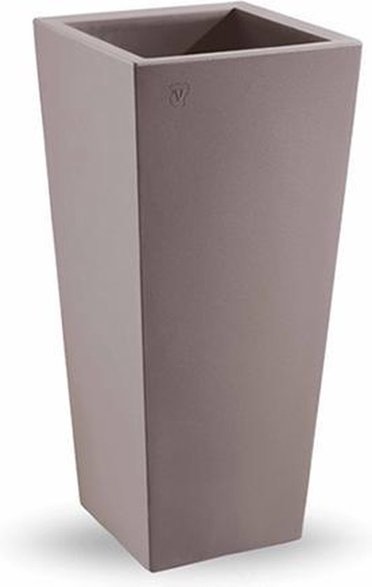 VECA Hoge plantenbak GENESIS, vierkant, 85 cm hoog, MAT TAUPE