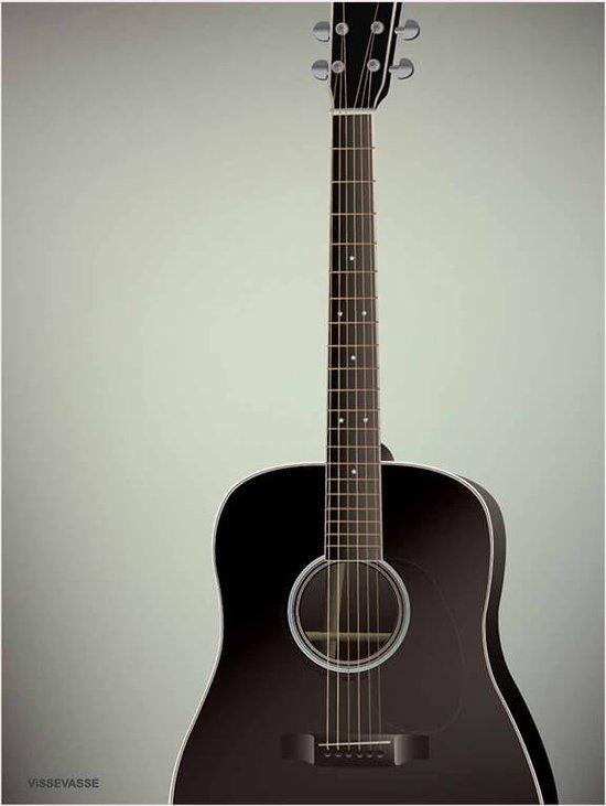 poster The Guitar in zwart-wit, 30x40cm