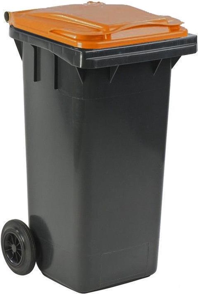 Afvalcontainer 120 liter grijs/oranje - Container 120 liter - Kliko