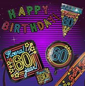 Verjaardag 40 jaar Pakket Neon - Verjaardag Versiering - Happy Birthday Slinger - Verjaardag decoratie - Ballonnen - Jongen / Meisje / Volwassenen - Afzetlint - Feest versiering -