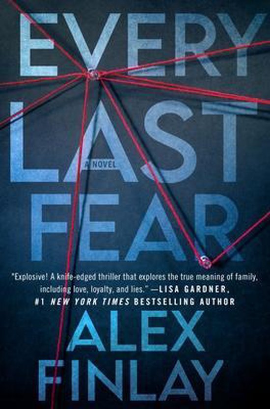 Boekcover Every Last Fear van Alex Finlay met rode draden gespannen over de titel.