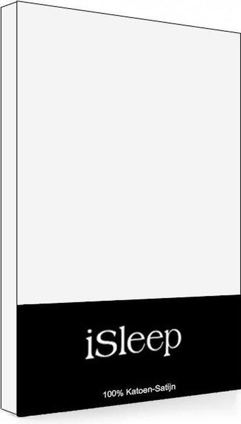 iSleep Satijn-Katoen Hoeslaken - Hoge Hoek - Litsjumeaux - 180x220+40 cm - Wit