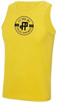 FitProWear Sporthemd Badge Geel Maat S - Heren - Hemden - Sportkleding - Trainingskleding - Polyester - Mouwloos -