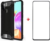 Telefoonhoesje geschikt voor Samsung galaxy A21s silicone TPU hybride zwart hoesje + full cover glas screenprotector