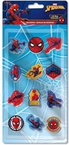 Marvel Gummenset Spider-man Junior Rubber Rood/blauw 12-delig