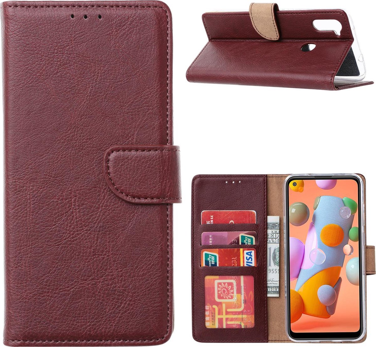 Bookcase Geschikt voor: Samsung Galaxy A11 - Bordeaux - portemonnee hoesje
