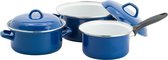 Lite-Body Pannenset 3-delig - 2 kookpannen & 1 steelpan - Emaille - Blauw