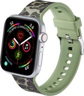 Shop4 - Bandje voor Apple Watch 1 38mm - Siliconen Camouflage Groen