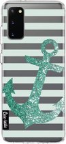 Casetastic Samsung Galaxy S20 4G/5G Hoesje - Softcover Hoesje met Design - Glitter Anchor Mint Print