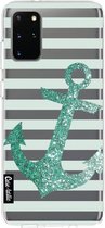 Casetastic Samsung Galaxy S20 Plus 4G/5G Hoesje - Softcover Hoesje met Design - Glitter Anchor Mint Print