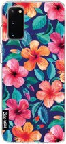 Casetastic Samsung Galaxy S20 4G/5G Hoesje - Softcover Hoesje met Design - Colorful Hibiscus Print