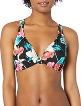 Seafolly Island Vibe F Cup U/Wire Black - Zwarte Dames Bikinitop met Bloemenprint Cup F - Maat 36