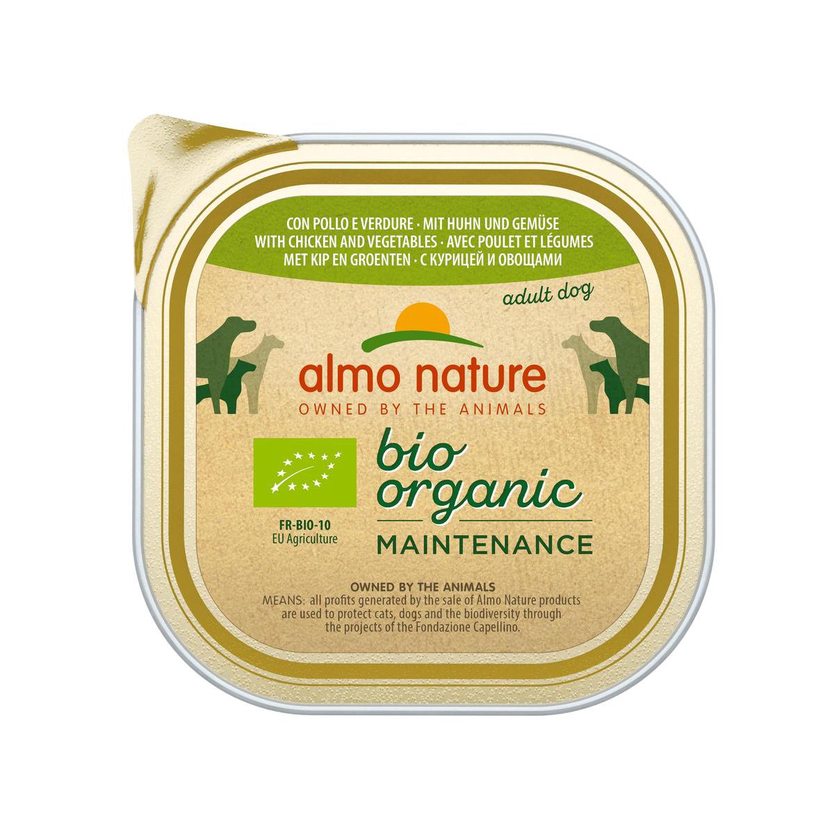 Almo�Nature�Bio�Organic�Maintenance�Natvoer�voor�Honden�-�32�x�100�gram�-�met�Kip�en�Groenten NL-BIO-01