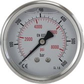 0..600 Bar Glycerine Manometer Achteraansluiting RVS/Messing 63 mm Klasse 1.6 - ML060063SHG