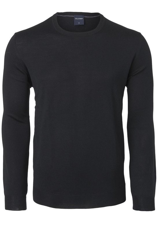 OLYMP modern fit trui wol - O-hals - zwart - Maat: 4XL