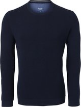 OLYMP modern fit trui katoen - O-hals - donkerblauw structuur -  Maat: XXL