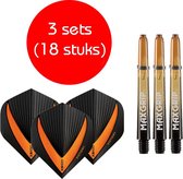 Dragon darts - Maxgrip – 3 sets - darts shafts - zwart-oranje - inbetween – en 3 sets – Vista-X – darts flights - Cadeau