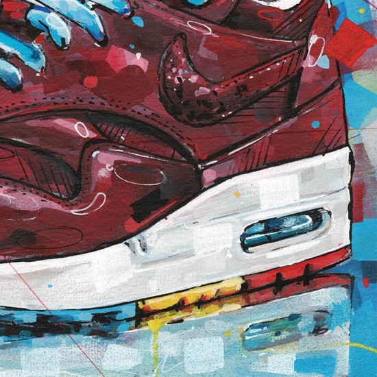 Nike Air Max 1 Parra Cherrywood schilderij (reproductie) 71x51cm | bol.com