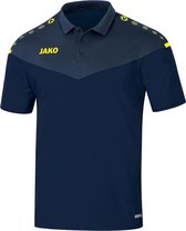 Jako Champ 2.0 Poloshirt Dames Marine Blauw-Donker Blauw-Fluor Geel Maat 34