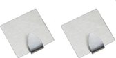 Hooks & Co Haak Zelfklevend Vierkant Aluminium Zilver 2 Stuks