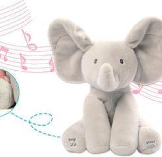 Peluche interactive Flappy Elephant pour bébé et enfants - Jouets Peekaboo  chantants 