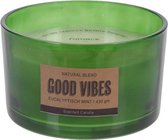 Geurkaars in glas eucalyptus mint met tekst Good Vibes