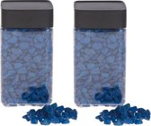 2x Decoratie/hobby stenen blauw 600 gram - Home deco woonaccessoires - Knutsel materialen
