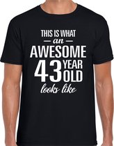 Awesome 43 year - geweldig 43 jaar cadeau t-shirt zwart heren -  Verjaardag cadeau XL