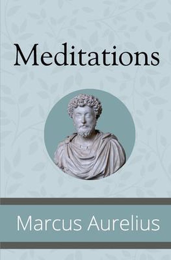 Boek kaft met een buste van Marcus Aurelius en de titel Meditaties.