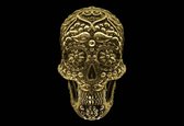 ✅ Skulls • Golden Sugar Skull Dark Canvas 90x60 cm • Foto print op Canvas schilderij ( Wanddecoratie woonkamer / slaapkamer / keuken / kantoor / bar / restaurant ) / Skulls / Schedel Canvas Schilderijen / Poster