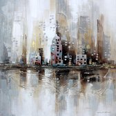 Schilderij - Handgeschilderd - City Skyline, 100x100
